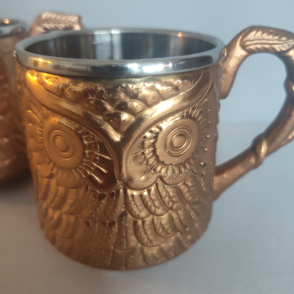 Pier 1‎ Imports Copper Owl Moscow Mule Mugs Stainless Steel Set of 2